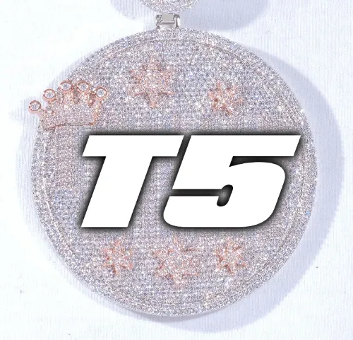 CUSTOM LETTER NECKLACE 3D BIG CROWN DISC sold by The GUU Shop