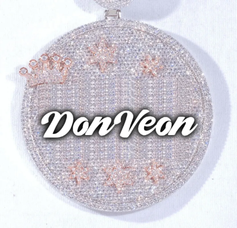 CUSTOM LETTER NECKLACE 3D BIG CROWN DISC sold by The GUU Shop