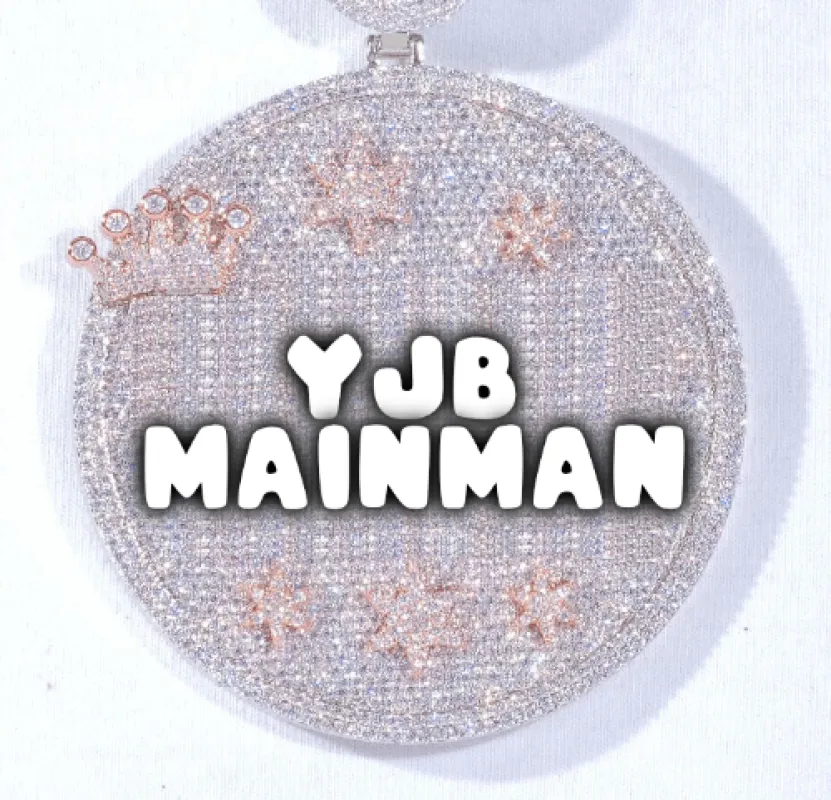 CUSTOM LETTER NECKLACE 3D BIG CROWN DISC sold by The GUU Shop