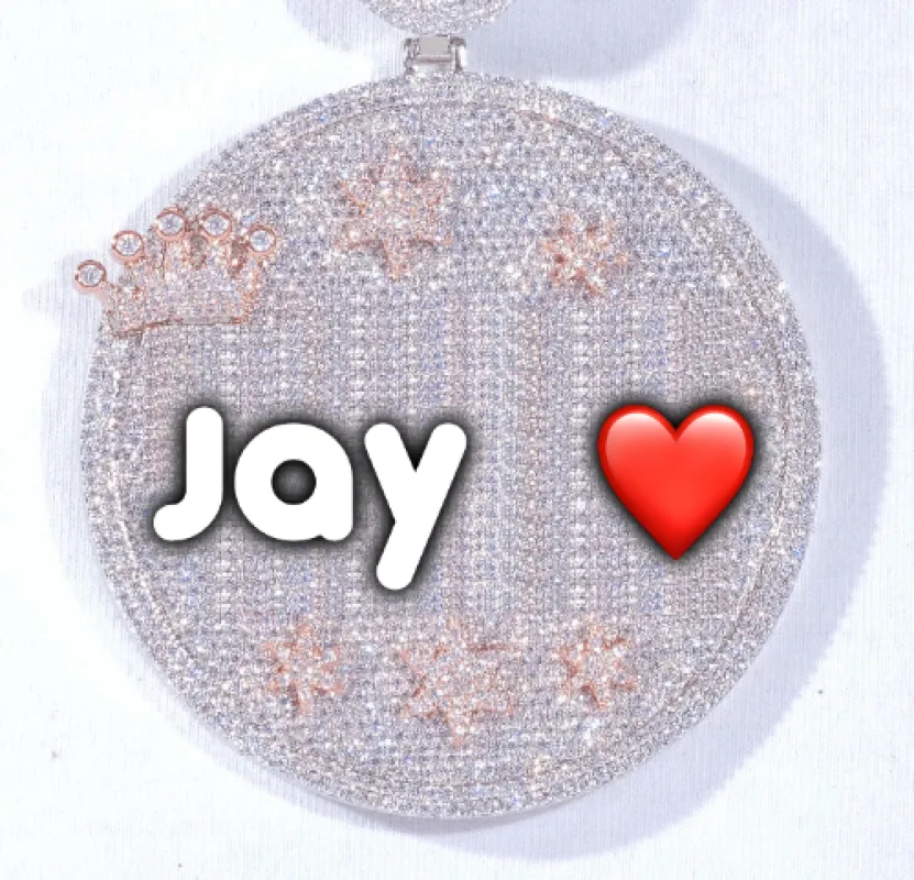 CUSTOM LETTER NECKLACE 3D BIG CROWN DISC sold by The GUU Shop