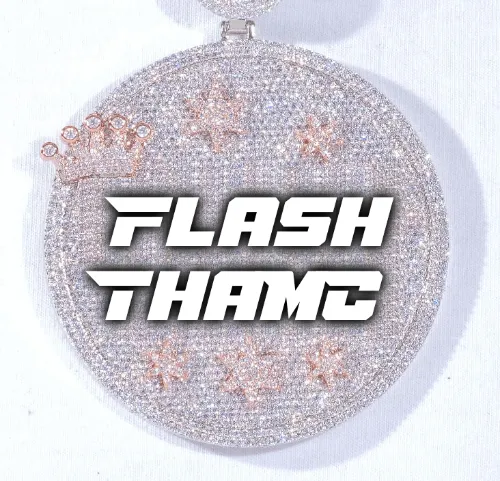 CUSTOM LETTER NECKLACE 3D BIG CROWN DISC sold by The GUU Shop