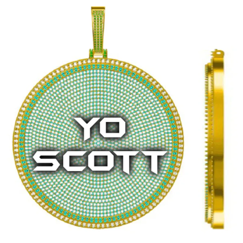 CUSTOM LETTER NECKLACE 3D BIG DISC sold by The GUU Shop