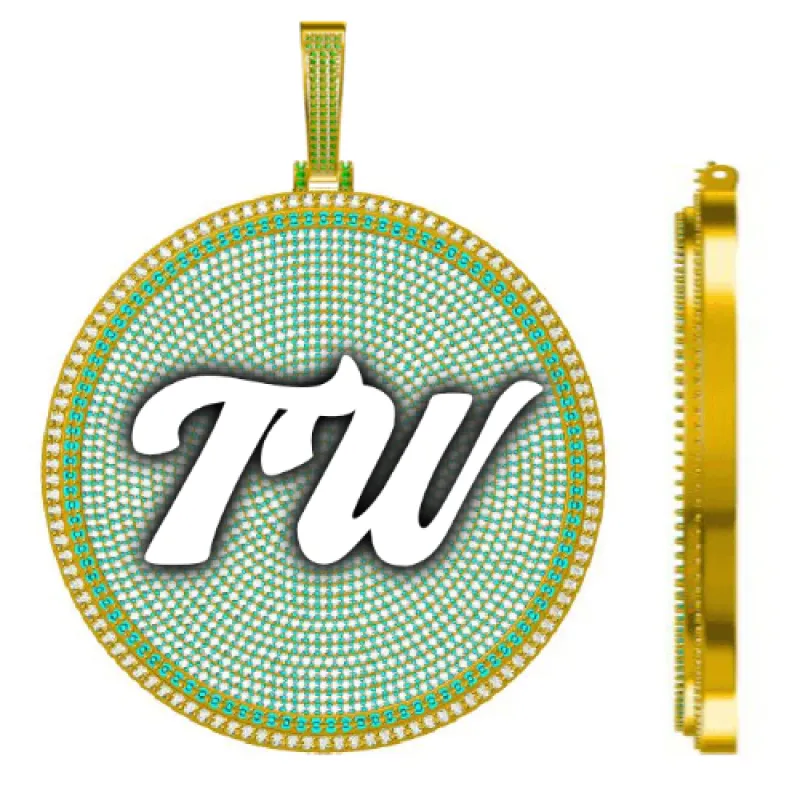 CUSTOM LETTER NECKLACE 3D BIG DISC sold by The GUU Shop