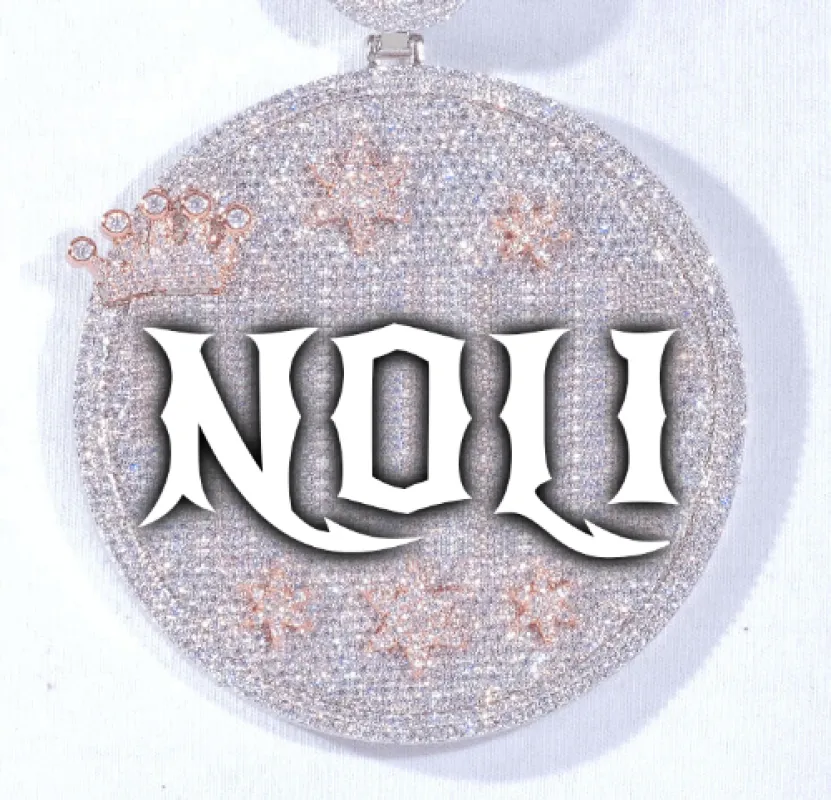 CUSTOM LETTER NECKLACE 3D BIG CROWN DISC sold by The GUU Shop