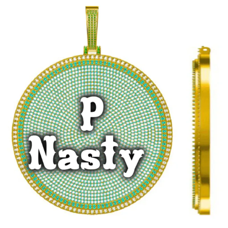 CUSTOM LETTER NECKLACE 3D BIG DISC sold by The GUU Shop