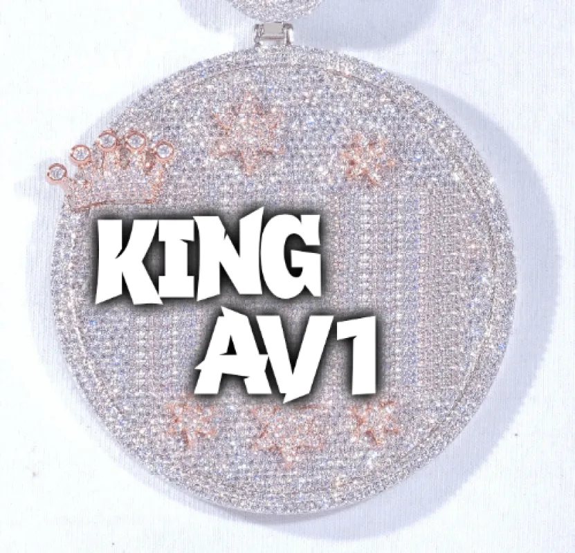 CUSTOM LETTER NECKLACE 3D BIG CROWN DISC sold by The GUU Shop