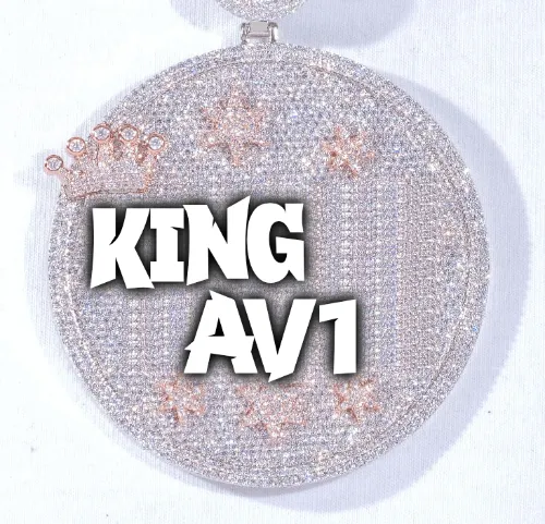 CUSTOM LETTER NECKLACE 3D BIG CROWN DISC sold by The GUU Shop