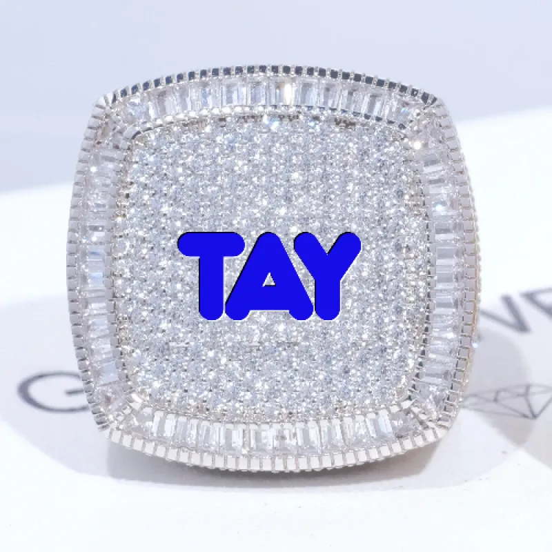 CUSTOM LETTER 3D ICED RING sold by The GUU Shop