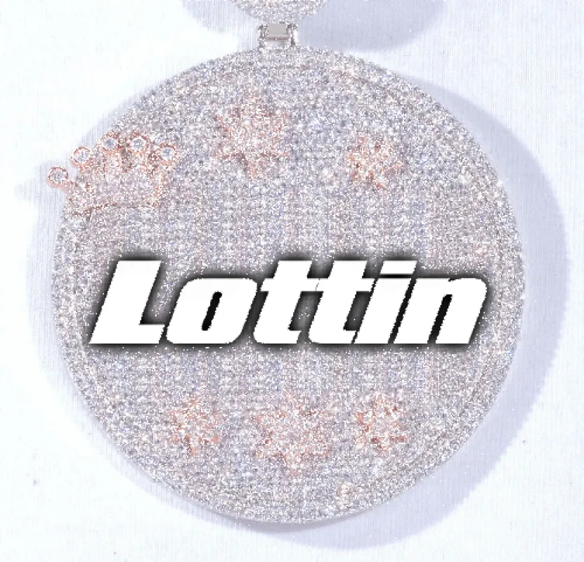 CUSTOM LETTER NECKLACE 3D BIG CROWN DISC sold by The GUU Shop