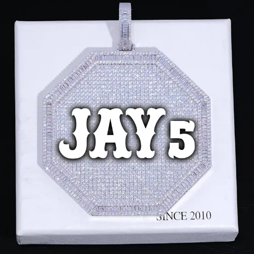 CUSTOM LETTER NECKLACE 3D BIG OCTAGON sold by The GUU Shop