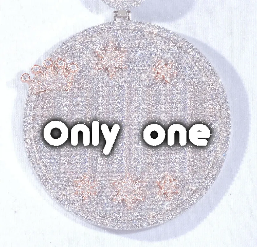 CUSTOM LETTER NECKLACE 3D BIG CROWN DISC sold by The GUU Shop