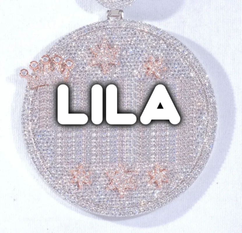 CUSTOM LETTER NECKLACE 3D BIG CROWN DISC sold by The GUU Shop