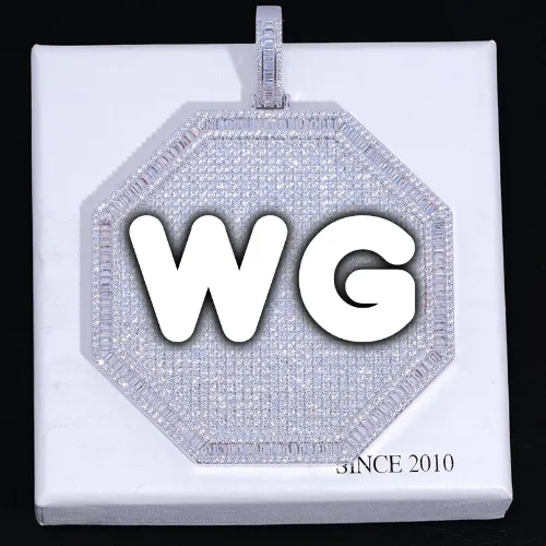 CUSTOM LETTER NECKLACE 3D BIG OCTAGON sold by The GUU Shop