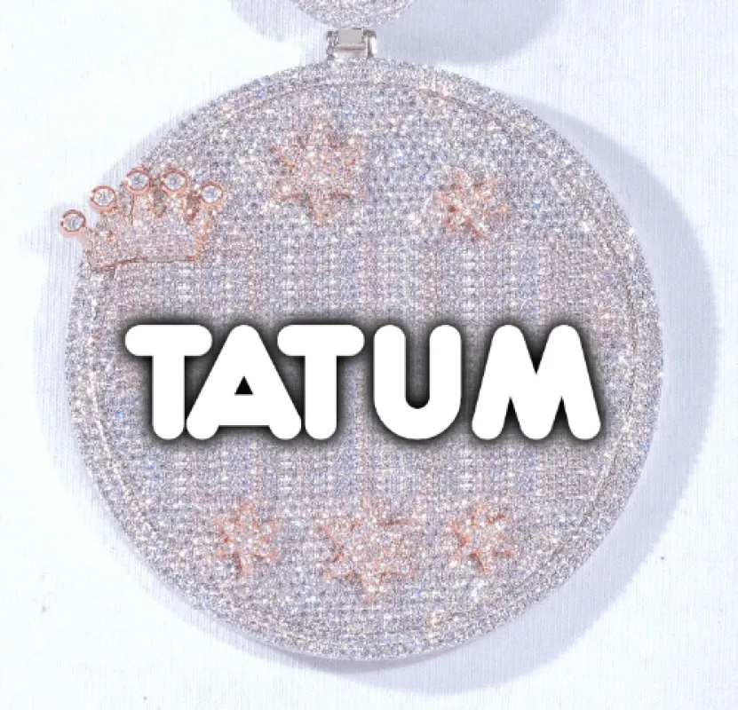 CUSTOM LETTER NECKLACE 3D BIG CROWN DISC sold by The GUU Shop