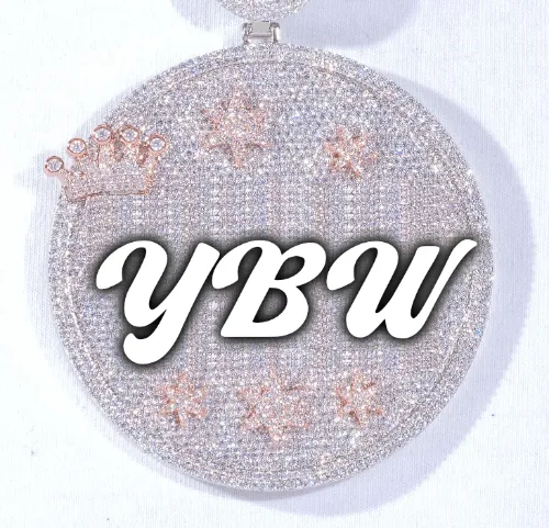 CUSTOM LETTER NECKLACE 3D BIG CROWN DISC sold by The GUU Shop