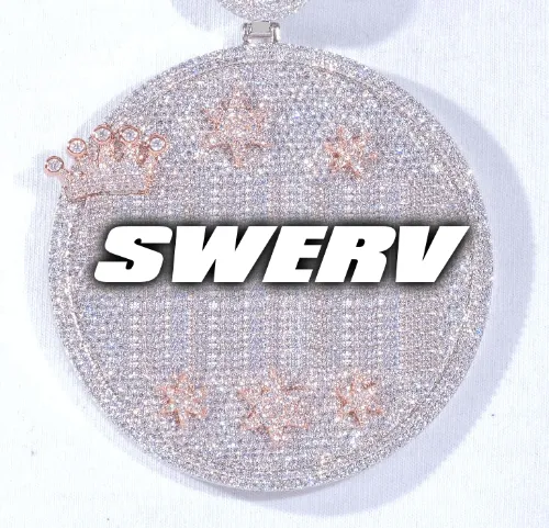 CUSTOM LETTER NECKLACE 3D BIG CROWN DISC sold by The GUU Shop