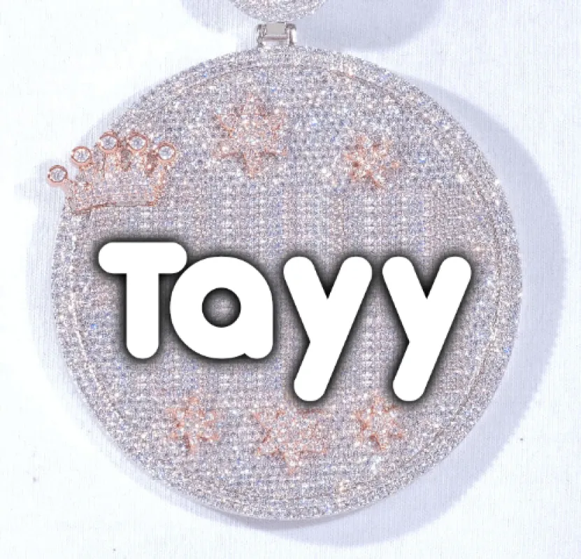 CUSTOM LETTER NECKLACE 3D BIG CROWN DISC sold by The GUU Shop