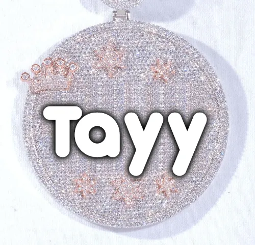 CUSTOM LETTER NECKLACE 3D BIG CROWN DISC sold by The GUU Shop