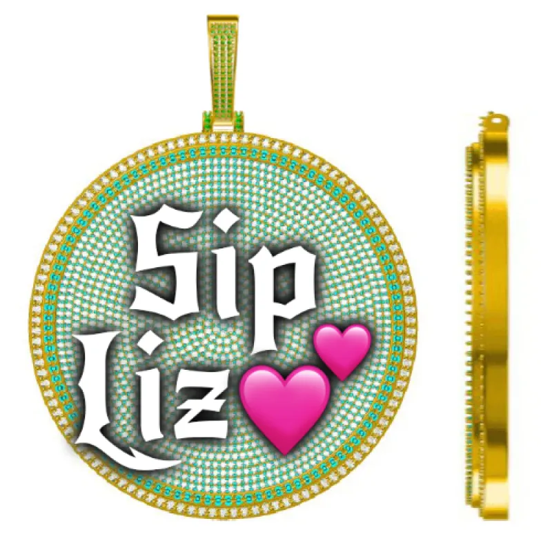 CUSTOM LETTER NECKLACE 3D BIG DISC sold by The GUU Shop