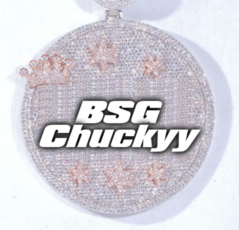 CUSTOM LETTER NECKLACE 3D BIG CROWN DISC sold by The GUU Shop