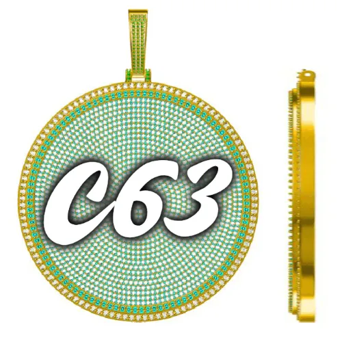 CUSTOM LETTER NECKLACE 3D BIG DISC sold by The GUU Shop