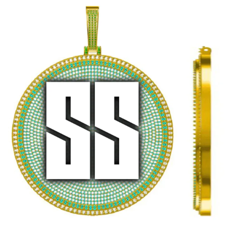 CUSTOM LETTER NECKLACE 3D BIG DISC sold by The GUU Shop