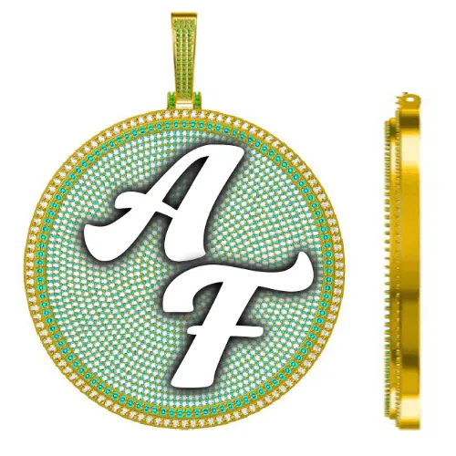 CUSTOM LETTER NECKLACE 3D BIG DISC sold by The GUU Shop