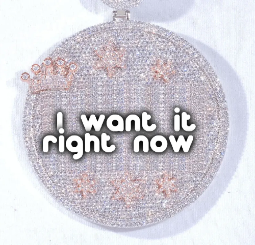 CUSTOM LETTER NECKLACE 3D BIG CROWN DISC sold by The GUU Shop