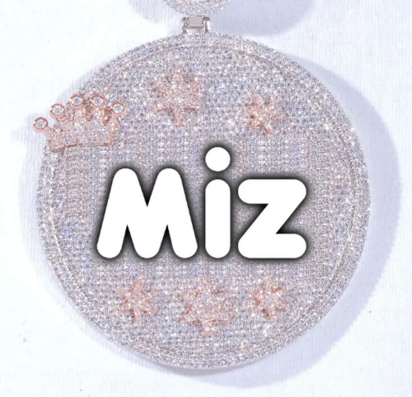 CUSTOM LETTER NECKLACE 3D BIG CROWN DISC sold by The GUU Shop