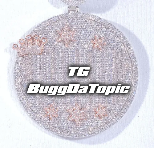 CUSTOM LETTER NECKLACE 3D BIG CROWN DISC sold by The GUU Shop