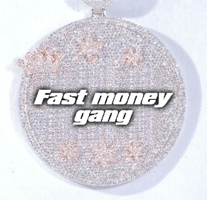 CUSTOM LETTER NECKLACE 3D BIG CROWN DISC sold by The GUU Shop