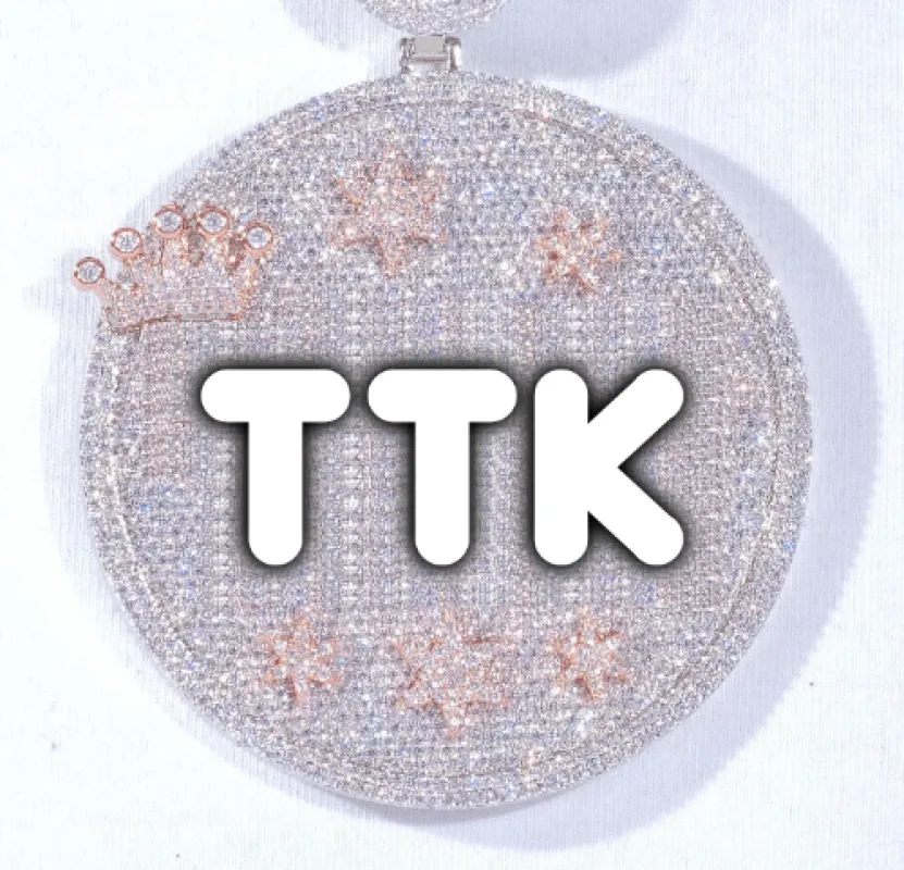 CUSTOM LETTER NECKLACE 3D BIG CROWN DISC sold by The GUU Shop