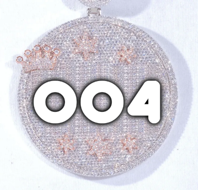 CUSTOM LETTER NECKLACE 3D BIG CROWN DISC sold by The GUU Shop