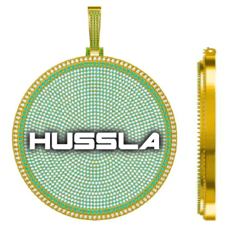 CUSTOM LETTER NECKLACE 3D BIG DISC sold by The GUU Shop