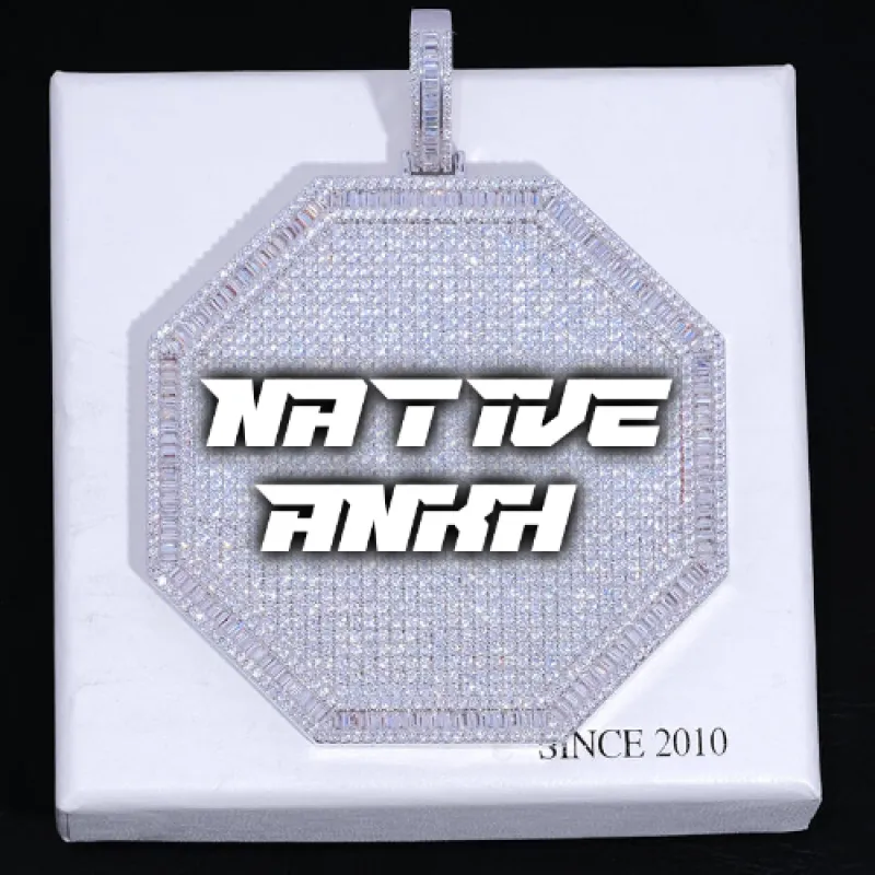 CUSTOM LETTER NECKLACE 3D BIG OCTAGON sold by The GUU Shop