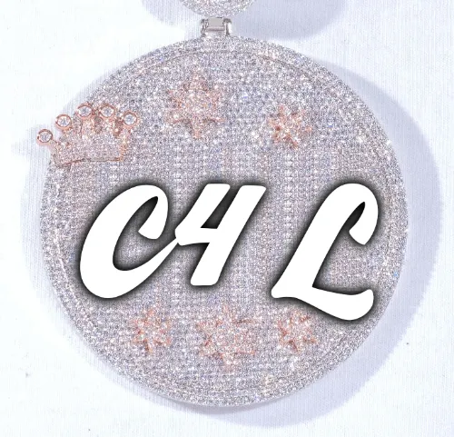 CUSTOM LETTER NECKLACE 3D BIG CROWN DISC sold by The GUU Shop