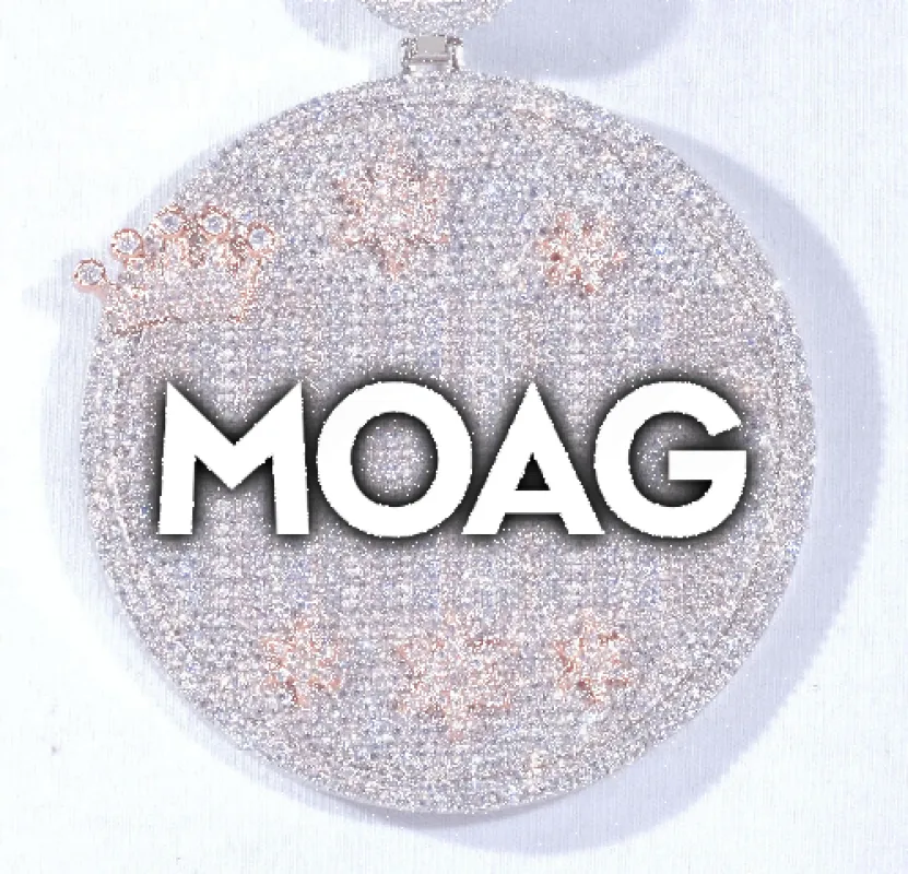 CUSTOM LETTER NECKLACE 3D BIG CROWN DISC sold by The GUU Shop