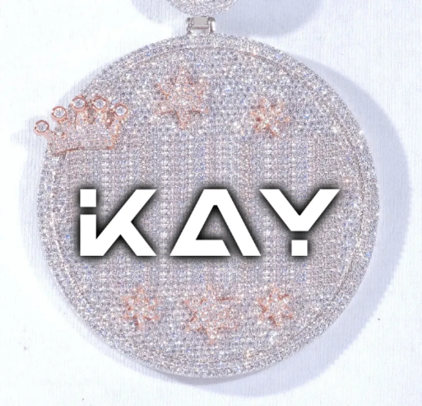 CUSTOM LETTER NECKLACE 3D BIG CROWN DISC sold by The GUU Shop