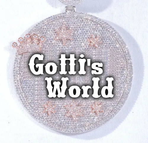 CUSTOM LETTER NECKLACE 3D BIG CROWN DISC sold by The GUU Shop