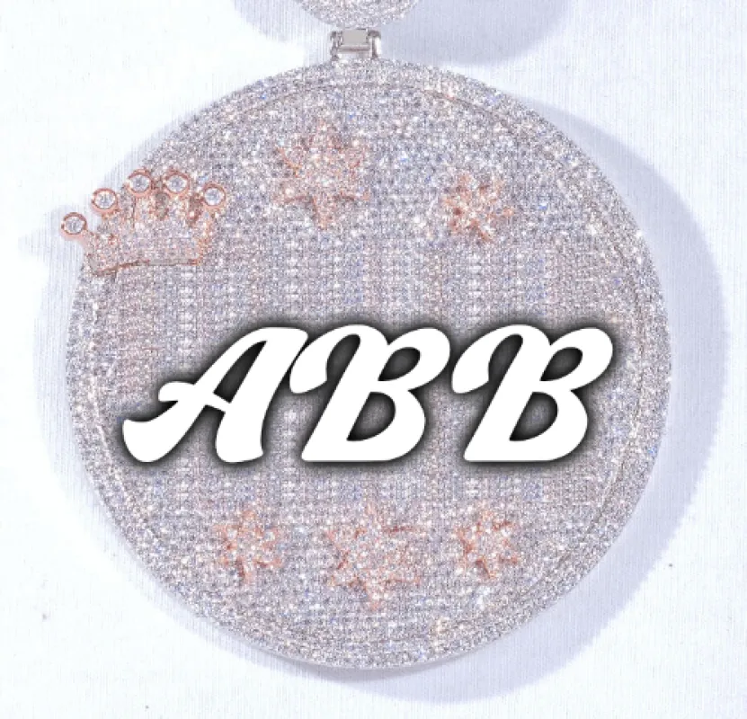 CUSTOM LETTER NECKLACE 3D BIG CROWN DISC sold by The GUU Shop