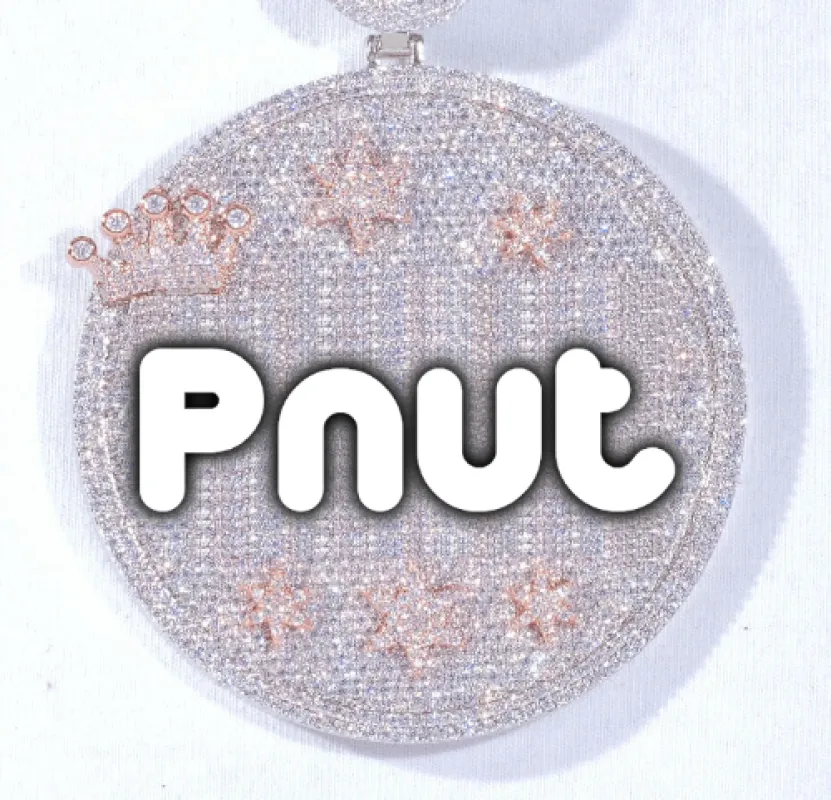 CUSTOM LETTER NECKLACE 3D BIG CROWN DISC sold by The GUU Shop