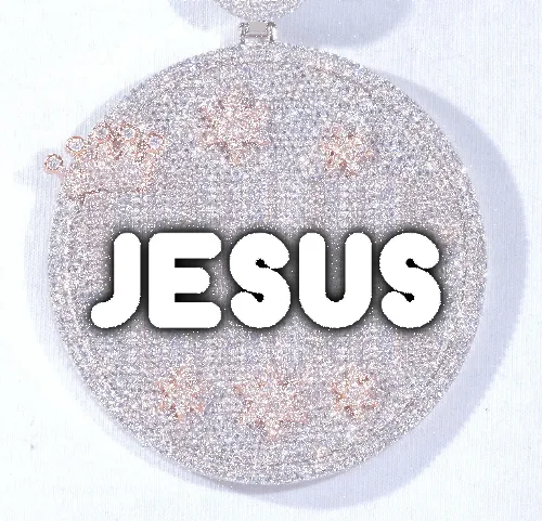 CUSTOM LETTER NECKLACE 3D BIG CROWN DISC sold by The GUU Shop