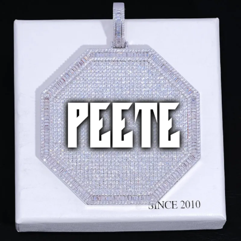 CUSTOM LETTER NECKLACE 3D BIG OCTAGON sold by The GUU Shop