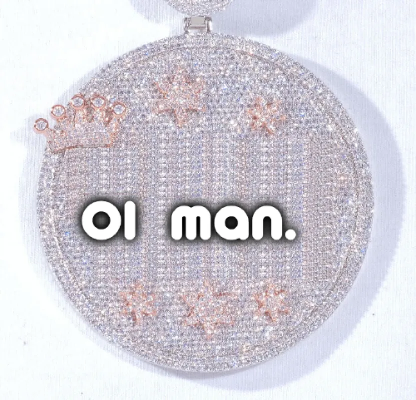 CUSTOM LETTER NECKLACE 3D BIG CROWN DISC sold by The GUU Shop