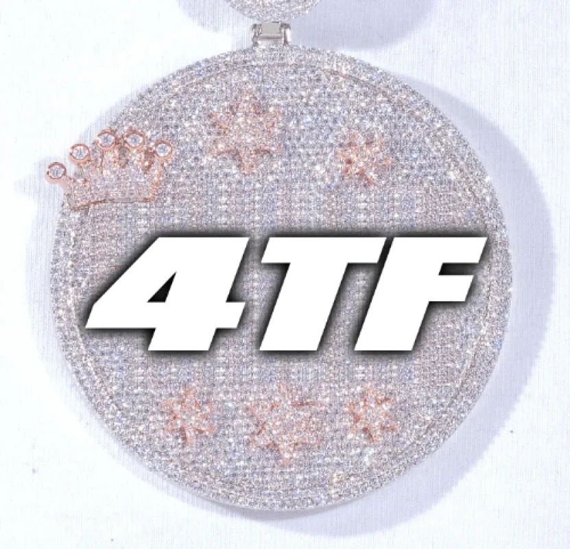 CUSTOM LETTER NECKLACE 3D BIG CROWN DISC sold by The GUU Shop