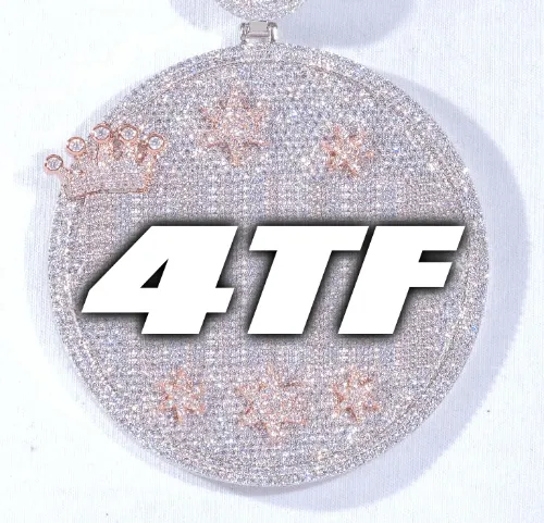 CUSTOM LETTER NECKLACE 3D BIG CROWN DISC sold by The GUU Shop