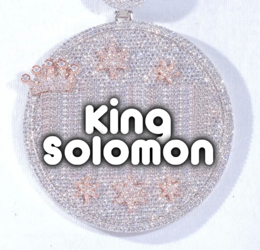 CUSTOM LETTER NECKLACE 3D BIG CROWN DISC sold by The GUU Shop