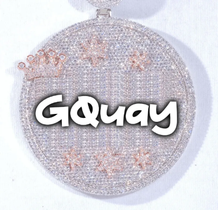 CUSTOM LETTER NECKLACE 3D BIG CROWN DISC sold by The GUU Shop