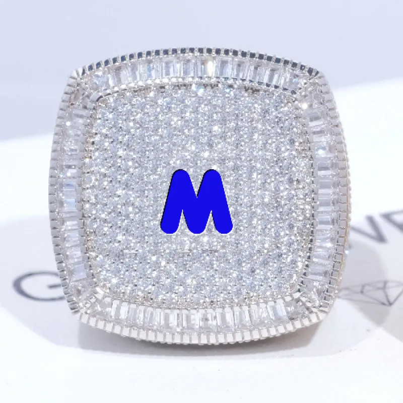 CUSTOM LETTER 3D ICED RING sold by The GUU Shop