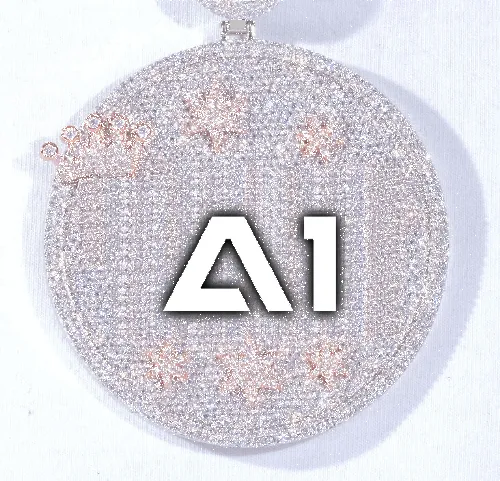 CUSTOM LETTER NECKLACE 3D BIG CROWN DISC sold by The GUU Shop